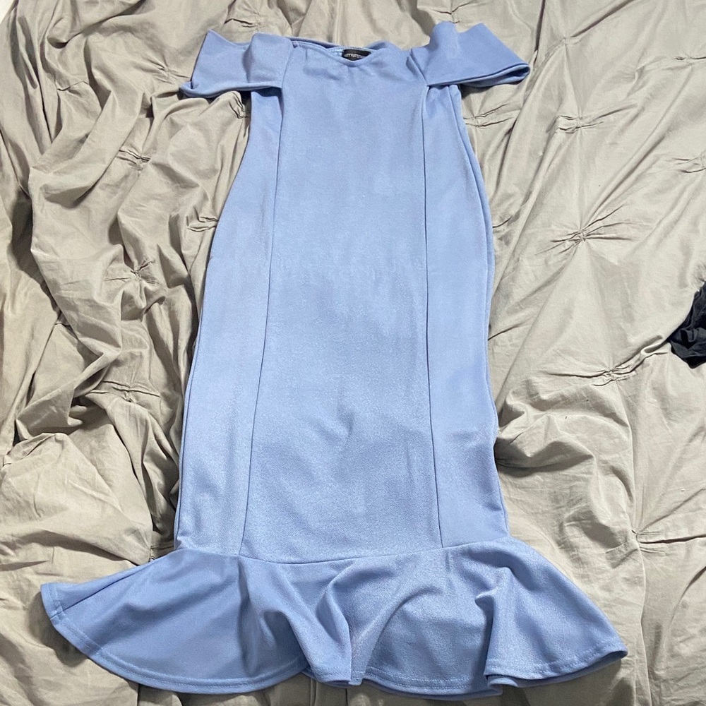 PrettyLittleThing Light Blue Midi Dress